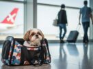 Viajar com Shih Tzu de avião em bolsa de transporte dentro do aeroporto