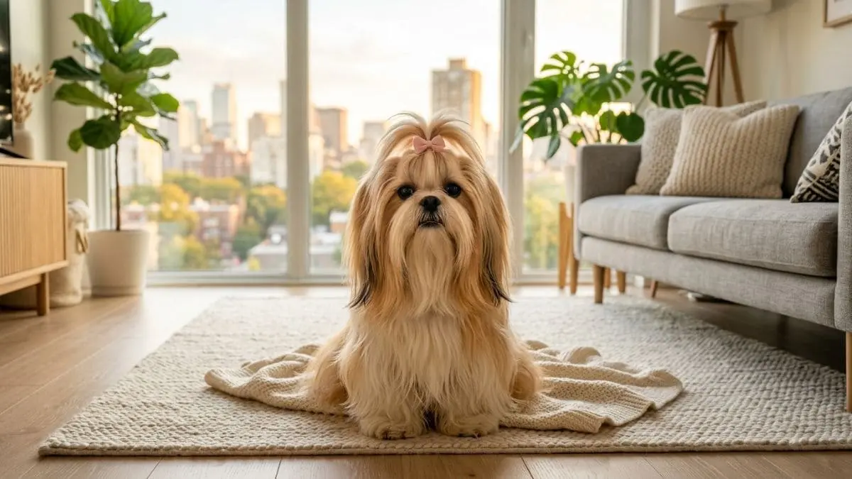 12 Raças de cachorro pequeno para apartamento: Guia real para sua escolha 1 Infográfico ilustrado apresentando doze raças de cachorro pequeno, incluindo Shih Tzu, Pug, Chihuahua e Yorkshire, dispostas em uma grade organizada sobre um fundo claro.