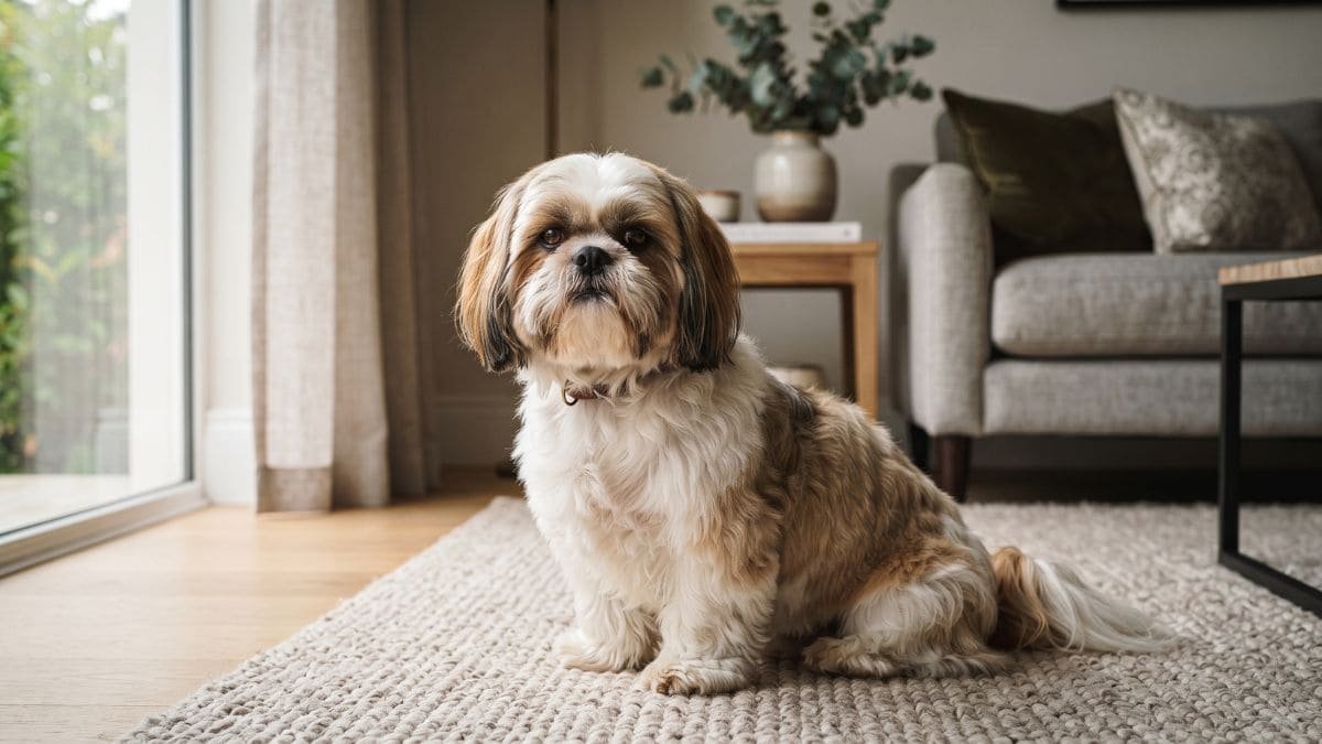 Shih Tzu com pelagem em diferentes tonalidades mostrando a diversidade de cores da raça.