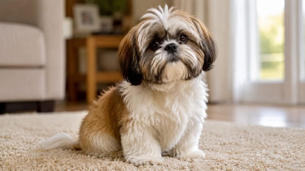 Shih Tzu Muda de Cor? Entenda as Mudanças da Pelagem 2 Shih Tzu jovem com pelagem em desenvolvimento e mudanças graduais de tonalidade durante o crescimento