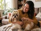 Por que os brasileiros amam o Shih Tzu: cão recebendo carinho de uma mulher