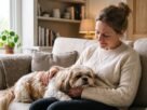 Shih Tzu encosta a cabeça em você durante um momento de carinho