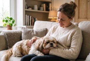 Shih Tzu encosta a cabeça em você durante um momento de carinho