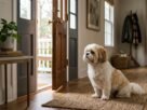 O que seu Shih Tzu sente quando fica sozinho: Shih Tzu sentado próximo à porta de casa após o tutor sair