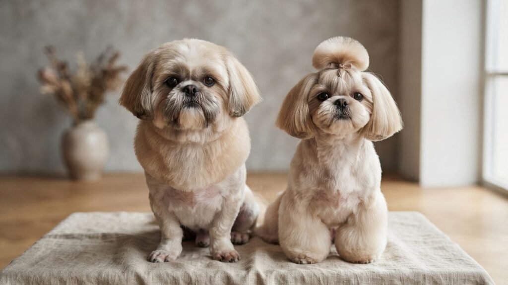 Tipos de Tosa para Shih Tzu: Conheça os Principais Cortes 5 Shih Tzu com cortes estilizados de grooming