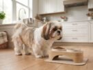 Comedouro para Shih Tzu adequado para um cão pequeno durante a refeição