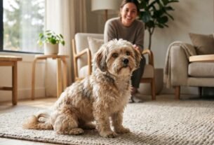 Shih Tzu com Poodle, conhecido como Shih-Poo, em ambiente residencial