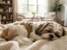 Shih Tzu dormindo muito tranquilamente em uma casa aconchegante