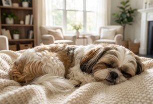 Shih Tzu dormindo muito tranquilamente em uma casa aconchegante
