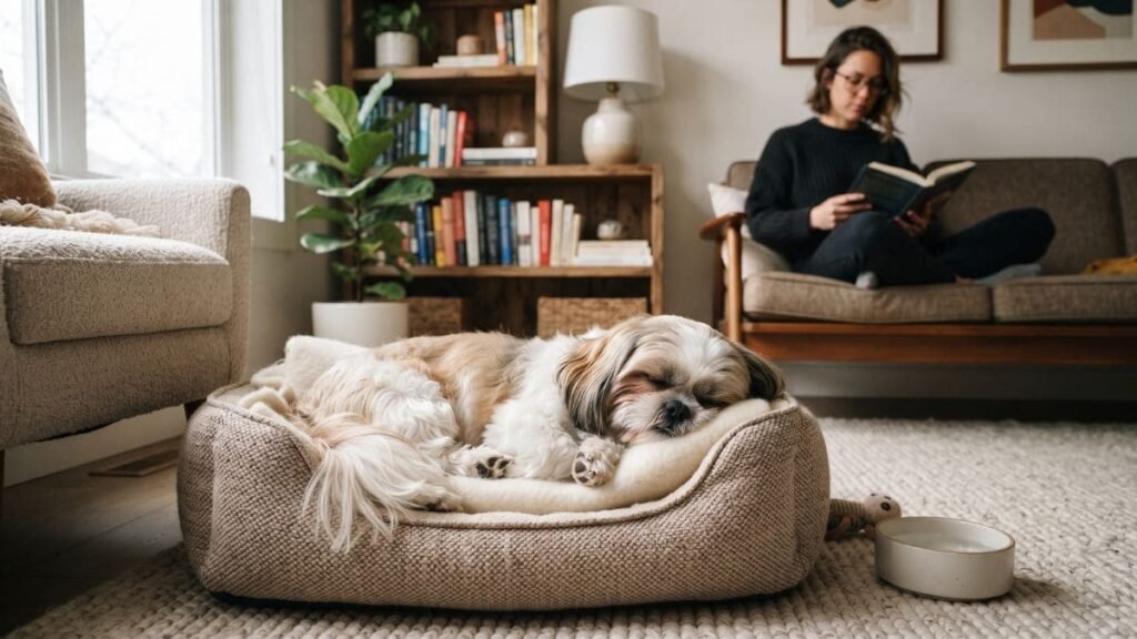 Shih Tzu Personalidade: Como é o Jeito Dessa Raça? 3 Shih Tzu independente descansando tranquilamente em casa