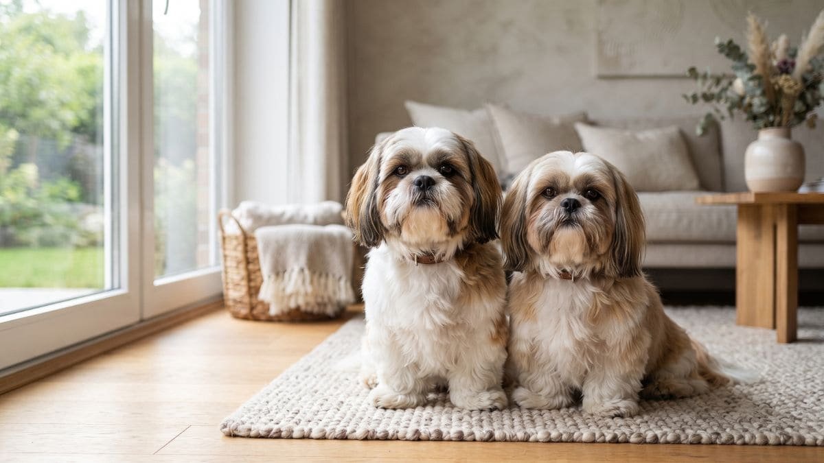 Shih Tzu Macho ou Fêmea: Qual Escolher? 1 Shih Tzu macho ou fêmea lado a lado em ambiente residencial