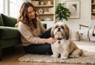 Shih Tzu personalidade em momento de carinho com seu tutor