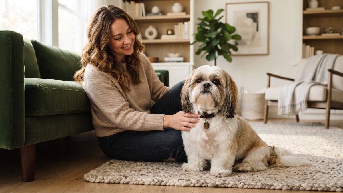 Shih Tzu Personalidade: Como é o Jeito Dessa Raça? 1 Shih Tzu personalidade em momento de carinho com seu tutor