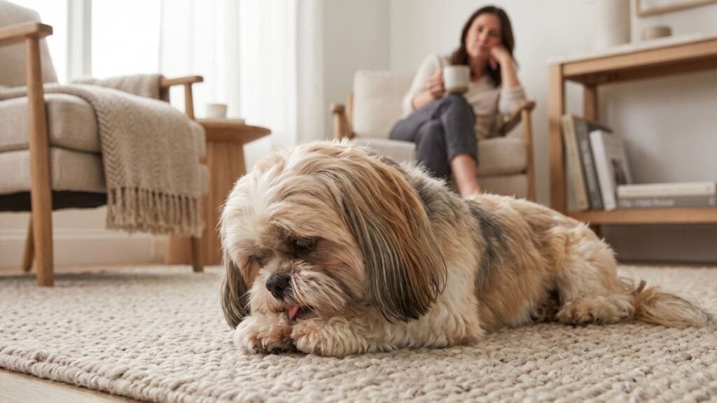 Shih Tzu Se Coçando Muito: O Que Pode Ser e O Que Fazer 3 Shih Tzu se coçando e mordendo uma das patas