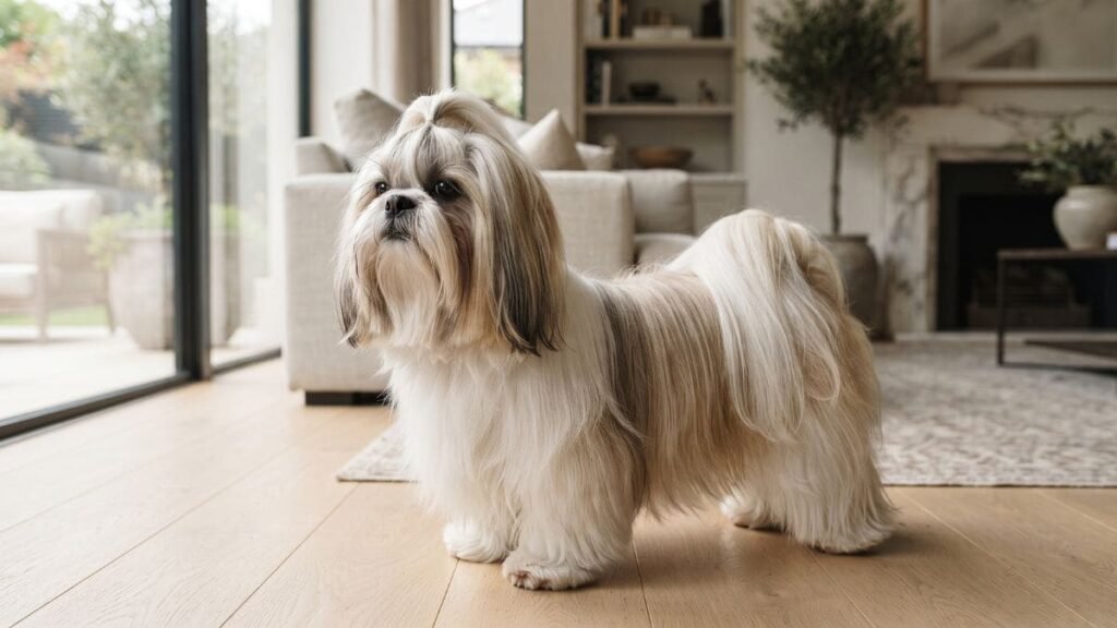 Tipos de Tosa para Shih Tzu: Conheça os Principais Cortes 4 Shih Tzu com pelagem longa e bem cuidada