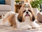 Shih Tzu adulto com pelagem longa e saudável em ambiente residencial